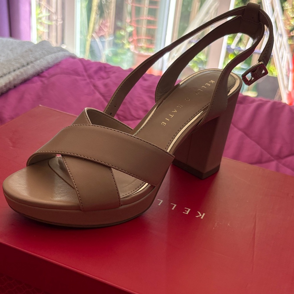 Kelly & Katie Beige Block Heel Sandals
